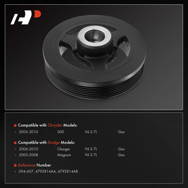 Engine Harmonic Balancer for Chrysler 300 2005-2010 Dodge Charger Magnum 2.7L