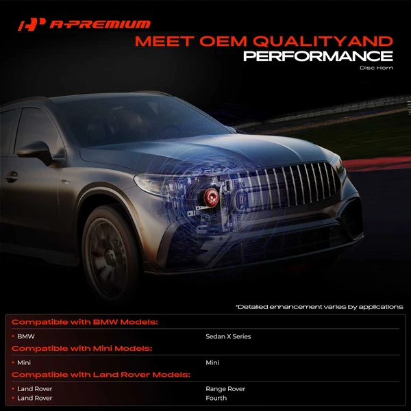 2 Pcs Disc Horn with 4 Connectors for BMW Sedan X Series Mini Land Rover Range Rover