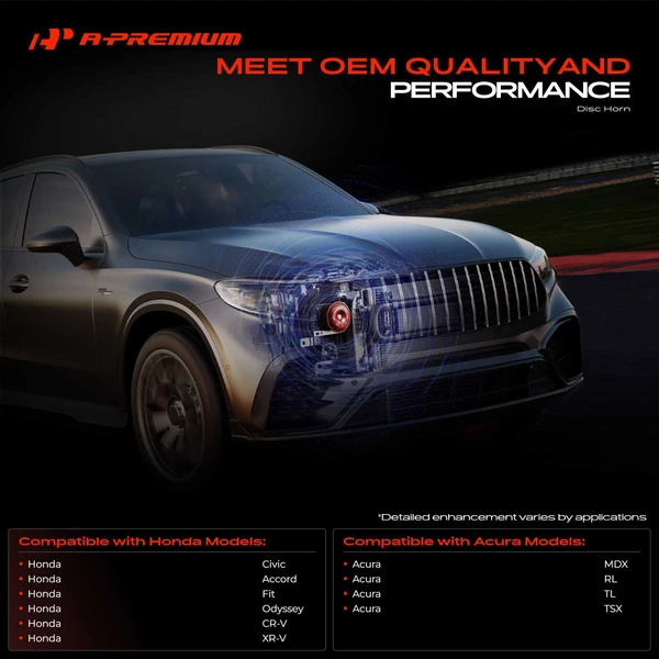 76.5mm Black Metal Disc Horn with 2 Connectors for Honda CR-V Civic Accord Acura