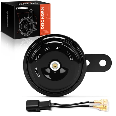 76.5 mm Black Metal Disc Horn with 1 Wire Connector