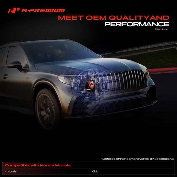 76.5 mm Black Metal Disc Horn with 1 Wire Connector for Honda Civic 12V 4A 110dB