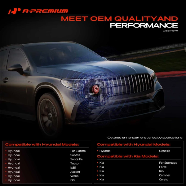 76.5 mm Black Metal Disc Horn with 1 Connector for Hyundai Elantra Sonata Santa Fe