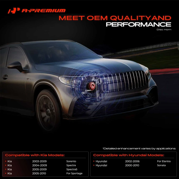 2 Pcs Disc Horn for Hyundai Elantra 2002-2006 Sonata 2000-2010 Kia Sorento Sportage