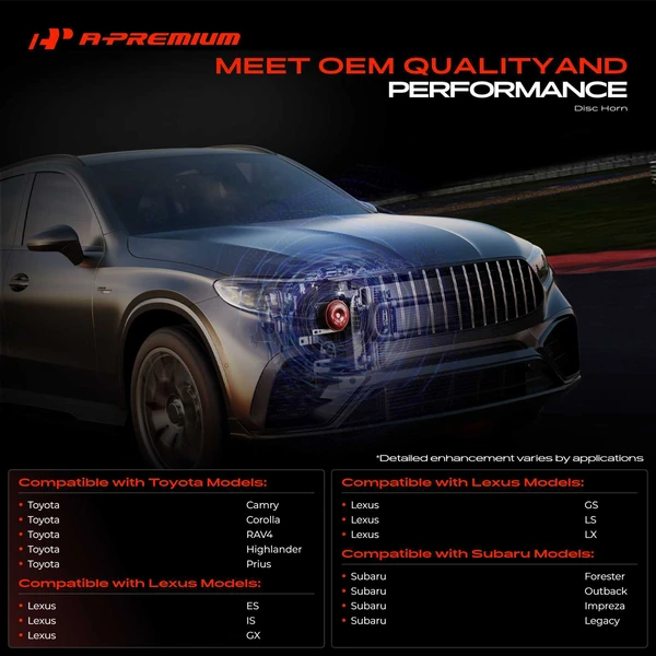 76.5 mm Black Metal Disc Horn with 1 Connector for Toyota Camry RAV4 Corolla Prius