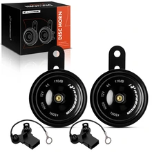 2 Pcs 76.5mm Black Metal Disc Horn with 2 Connectors