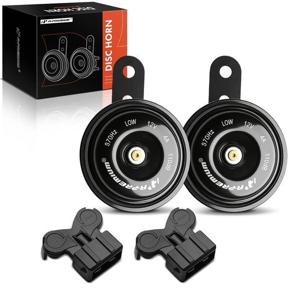 2 Pcs 76.5mm ABS Plastic Disc Horn with 2 Connectors for Volkswagen Santana Passat