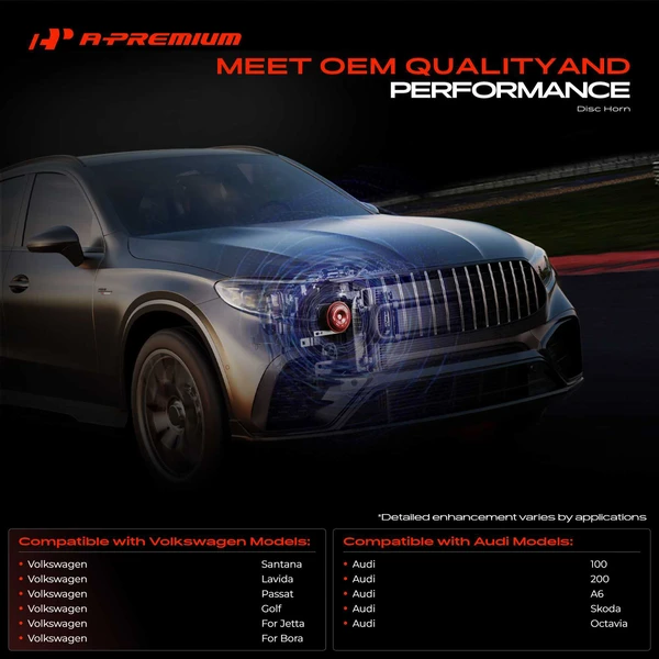 2 Pcs 76.5mm ABS Plastic Disc Horn with 2 Connectors for Volkswagen Santana Passat