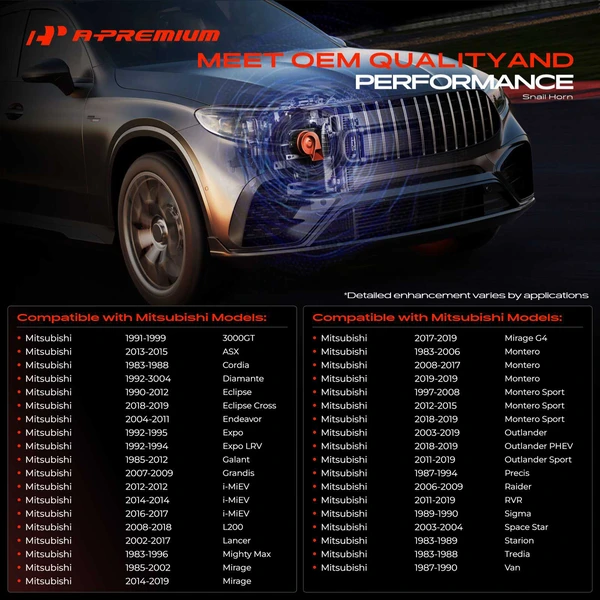 2 Pcs Snail Horn for Mitsubishi Outlander Mirage Lancer Eclipse Galant Endeavor