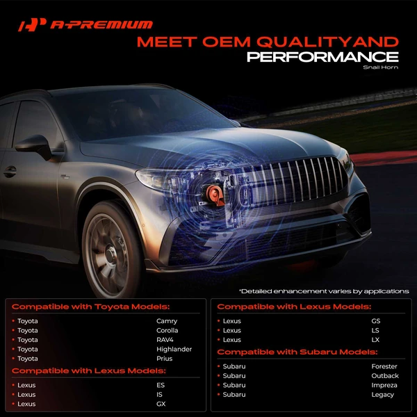 80 mm Black ABS Plastic Snail Horn with 1 Connector for Toyota Camry RAV4 Corolla