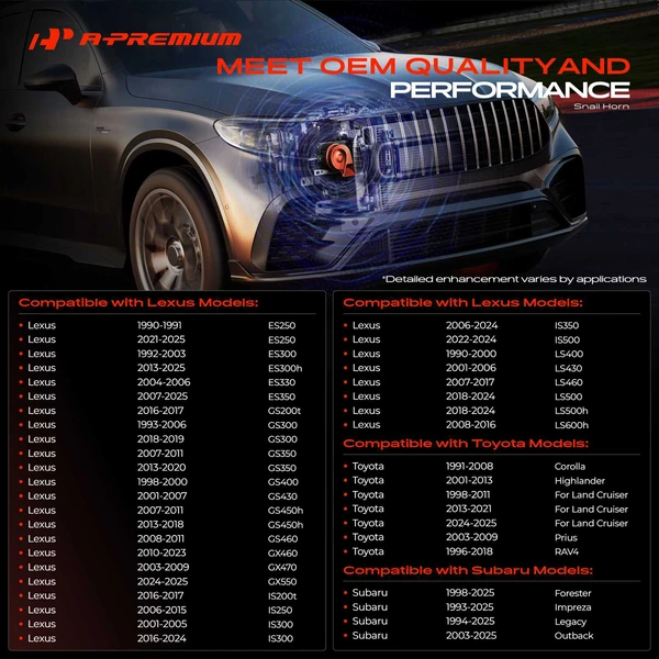 2 Pcs Snail Horn for Toyota RAV4 1996-2018 Corolla Prius Highlander Subaru Outback