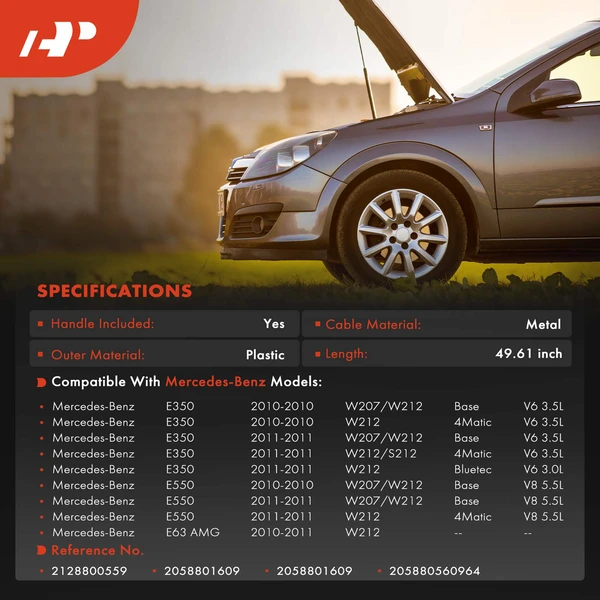 Steel Hood Release Cable with Handle for Mercedes-Benz E350 E550 E63 AMG 2010-2011