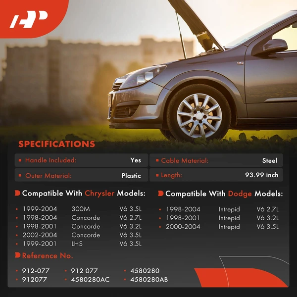 Hood Release Cable with Handle for Dodge Intrepid 98-04 Chrysler 300M 99-04 LHS