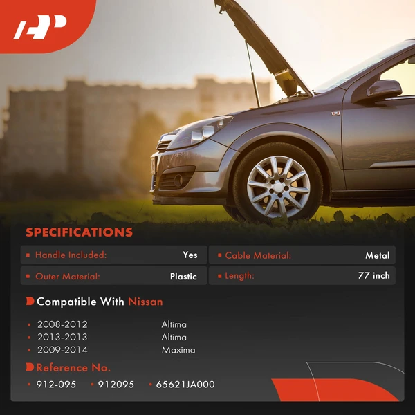 Front Hood Release Cable with Handle for Nissan Altima 2008-2013 Maxima 2009-2014