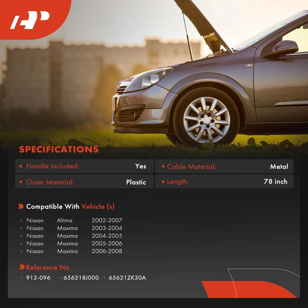 Hood Release Cable with Handle for Nissan Altima 2002-2007 Maxima 2003-2008