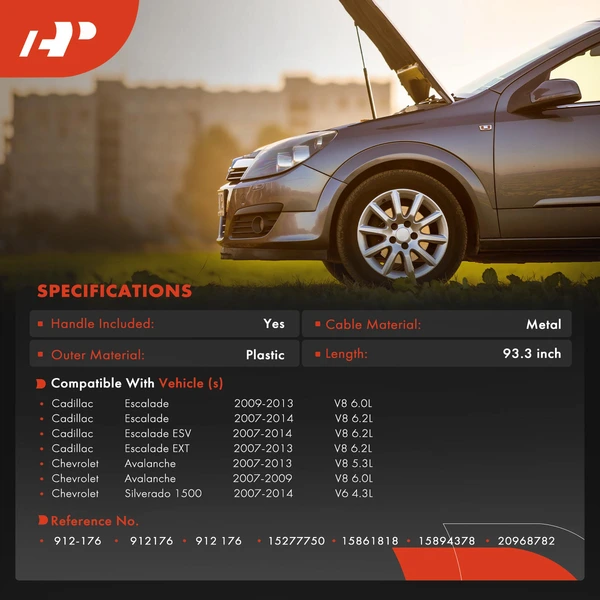 Hood Release Cable with Handle for Chevrolet Silverado 1500 07-14 GMC Cadillac