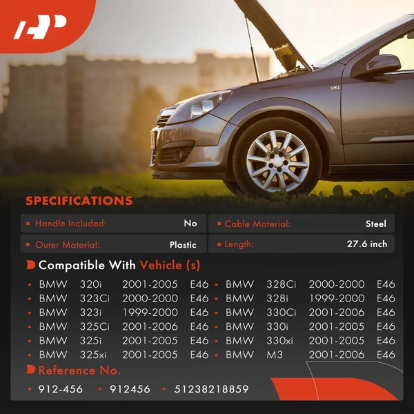 Front Side Hood Release Cable for BMW E46 320i 325i 325xi 330i 330xi 2001-2005
