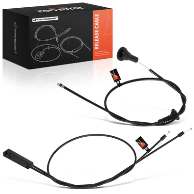 2 Pcs Front & Rear Hood Release Cable Assembly