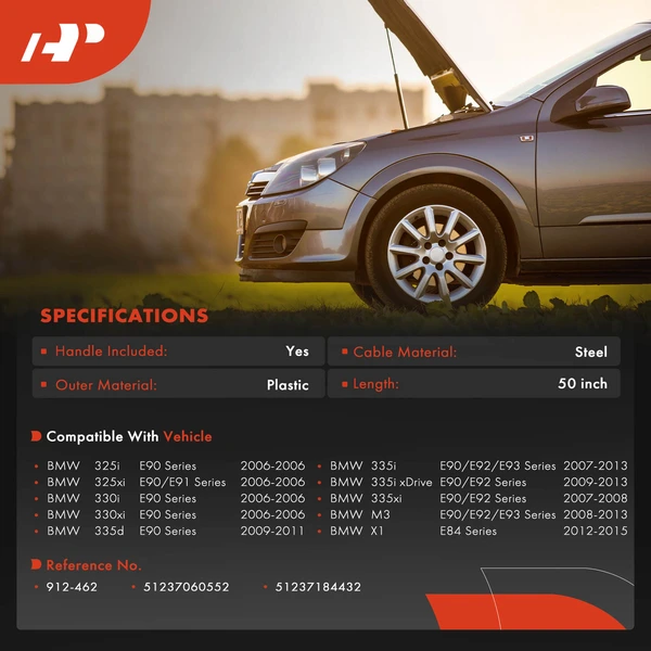 Front Hood Release Cable for BMW E90 335i 2007-2013 325i 330i 335d M3 E84 X1