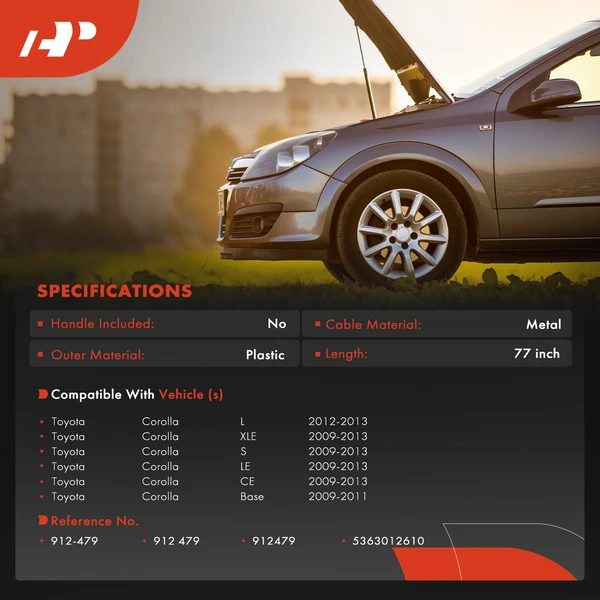 Hood Release Cable for Toyota Corolla 2009-2013 Metal Cable