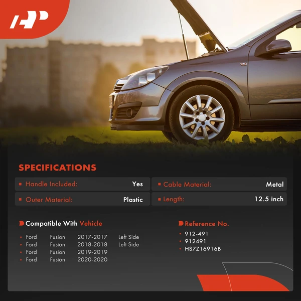 Hood Release Cable with Handle for Ford Fusion 2017-2020