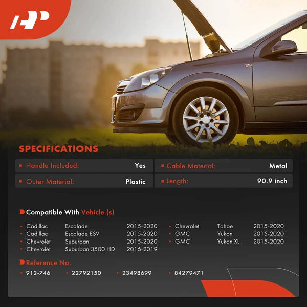 Hood Release Cable with Handle for Chevy Suburban 3500 HD Tahoe GMC Yukon Cadillac