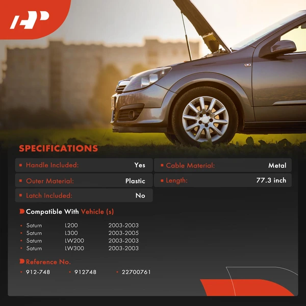 Hood Release Cable for Saturn L200 2003 L300 2003-2005 LW200 LW300 with Handle