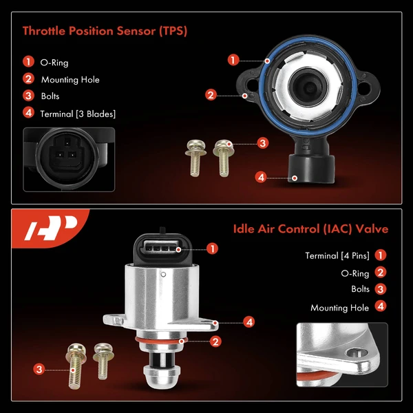 2 Pcs Idle Air Control Valve & Throttle Position Sensor Set for Cadillac Pontiac