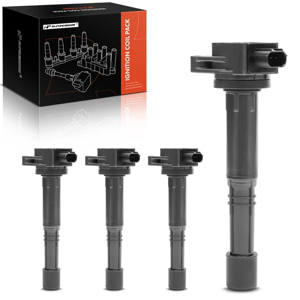 2013-2015 Acura ILX A Set of 4-Pc Ignition Coil 3-Blade Terminal Round, Rectangular A-Premium IC0159