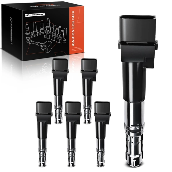 A Set of 6-Pc Ignition Coil 4-Blade Terminal Rectangular, Oval A-Premium APIC0213