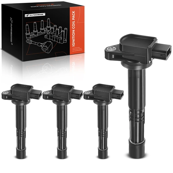 2002-2006 Acura RSX A Set of 4-Pc Ignition Coil 3-Blade Terminal Round, Rectangular A-Premium APIC0147