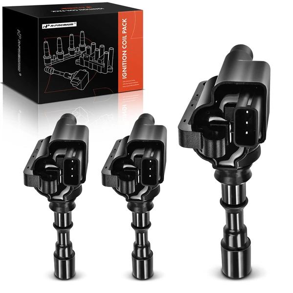 2003-2006 Hyundai Santa Fe A Set of 3-Pc Ignition Coil 3-Blade Terminal Round, Rectangular A-Premium APIC0215