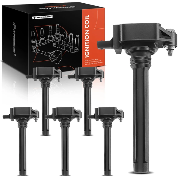 A Set of 6-Pc Ignition Coil 2-Blade Terminal Oval A-Premium APIC0136