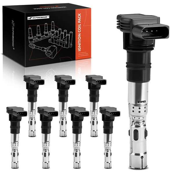2004-2006 Volkswagen Phaeton A Set of 8-Pc Ignition Coil 4-Blade Terminal Rectangular, Oval A-Premium APIC0221
