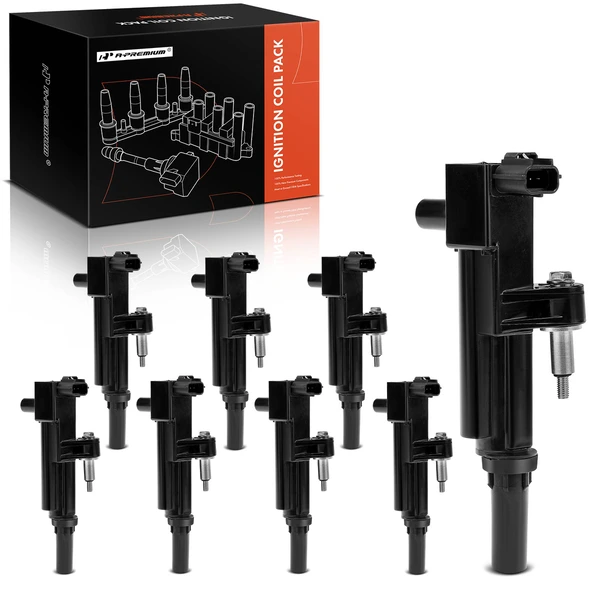 2008-2010 Dodge Dakota A Set of 8-Pc Ignition Coil 2-Blade Terminal Round, Rectangular A-Premium APIC0242