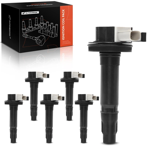 A Set of 6-Pc Ignition Coil 2-Blade Terminal Round, Square A-Premium APIC0244