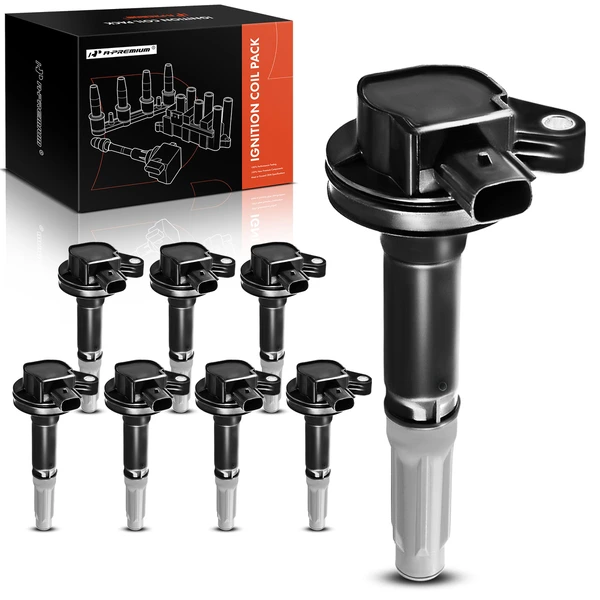 2011-2015 Ford Mustang A Set of 8-Pc Ignition Coil 2-Blade Terminal Rectangular, Square A-Premium APIC0131