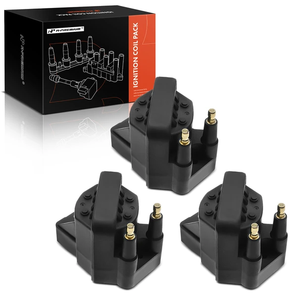 1992-2005 Buick Century A Set of 3-Pc Ignition Coil 6-Pin Terminal Round A-Premium APIC0099