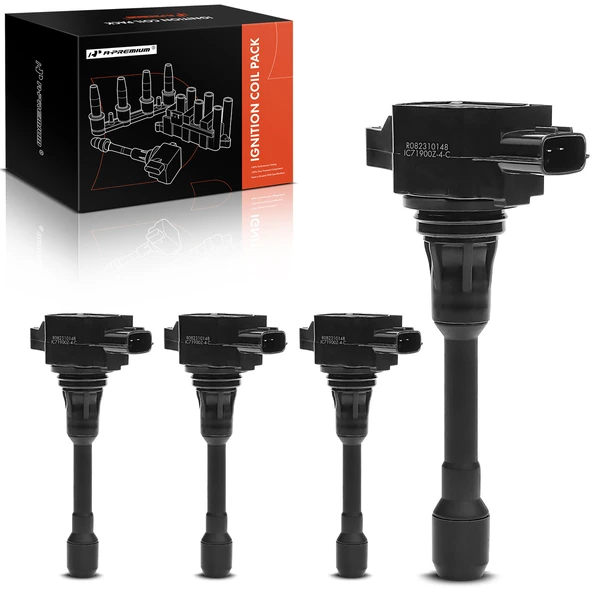 A Set of 4-Pc Ignition Coil 3-Blade Terminal Round, Rectangular A-Premium APIC0408