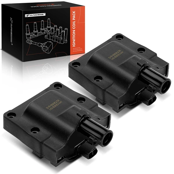A Set of 2-Pc Ignition Coil 2-Pin Terminal Rectangular, Square A-Premium APIC0297