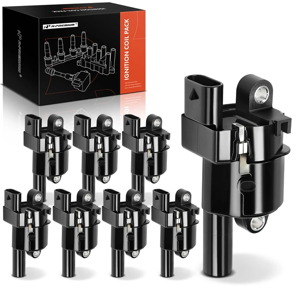 2020-2022 Chevrolet Silverado 2500 HD A Set of 8-Pc Ignition Coil 4-Pin Terminal Rectangular, Oval A-Premium APIC0726