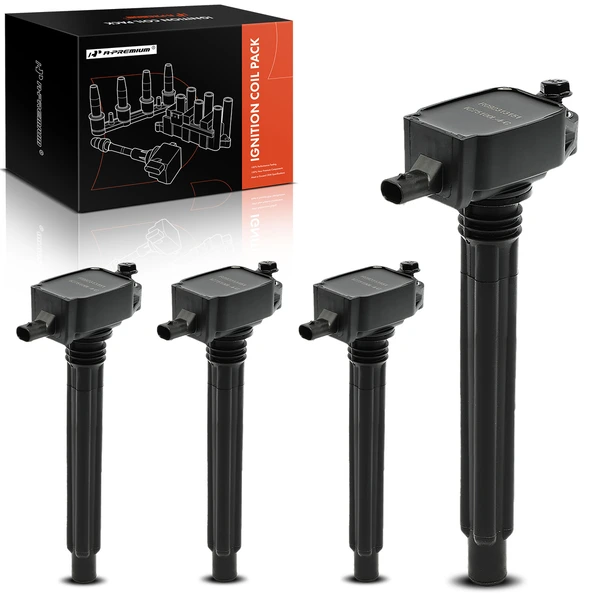 2014-2022 Jeep Cherokee A Set of 4-Pc Ignition Coil 2-Pin Terminal Oval A-Premium APIC0321