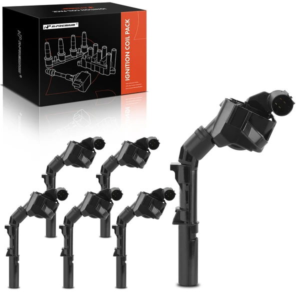 2015-2017 Mercedes-Benz S550e A Set of 6-Pc Ignition Coil 4-Pin Terminal Round A-Premium APIC0333