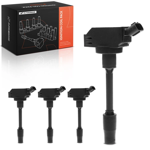 A Set of 4-Pc Ignition Coil 3-Pin Terminal Round, Rectangular A-Premium APIC0487