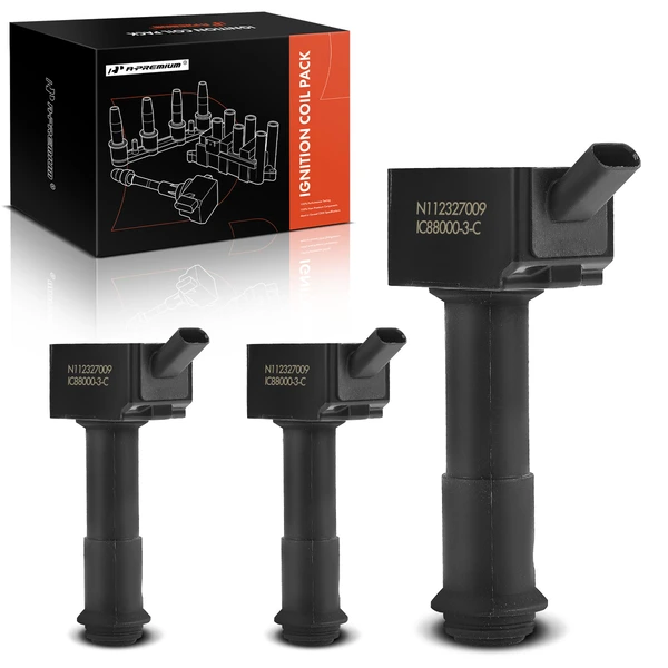 A Set of 3-Pc Ignition Coil 3-Pin Terminal Rectangular, Oval A-Premium APIC0883
