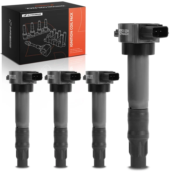 2004-2012 Mitsubishi Galant A Set of 4-Pc Ignition Coil 3-Blade Terminal Round, Rectangular A-Premium APIC0880