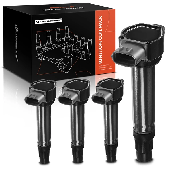 2008-2017 Mitsubishi Lancer A Set of 4-Pc Ignition Coil 3-Blade Terminal Rectangular, Oval A-Premium APIC0042