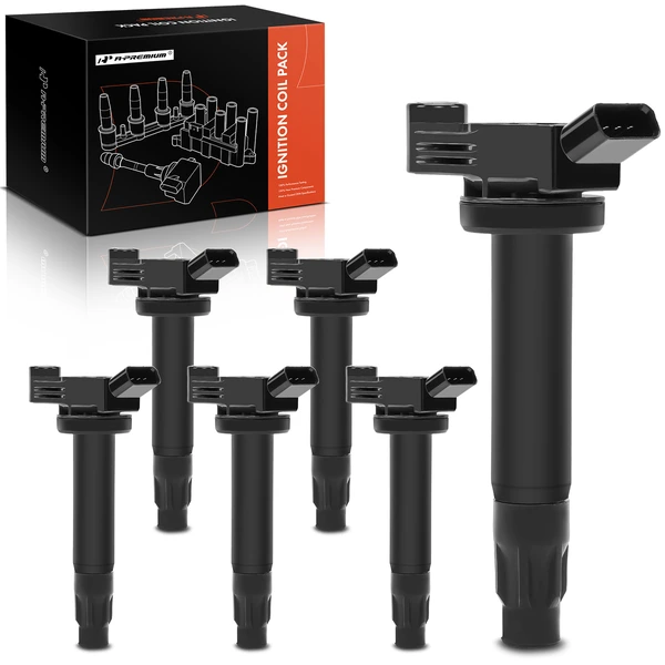 A Set of 6-Pc Ignition Coil 4-Blade Terminal Round, Rectangular A-Premium APIC0056