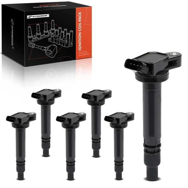 2007-2016 Lexus IS350 A Set of 6-Pc Ignition Coil 4-Blade Terminal Rectangular A-Premium IC0104