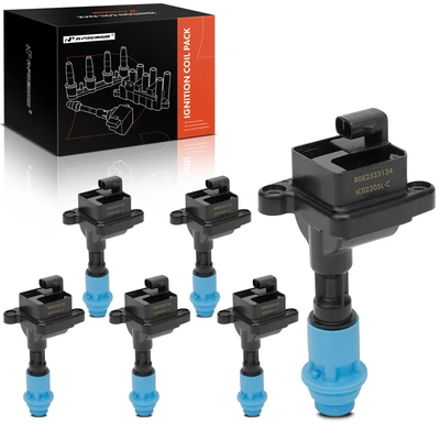 1993-1998 Toyota Supra A Set of 6pc Ignition Coil 2-Blade Terminal Rectangular, Square A-Premium IC0091