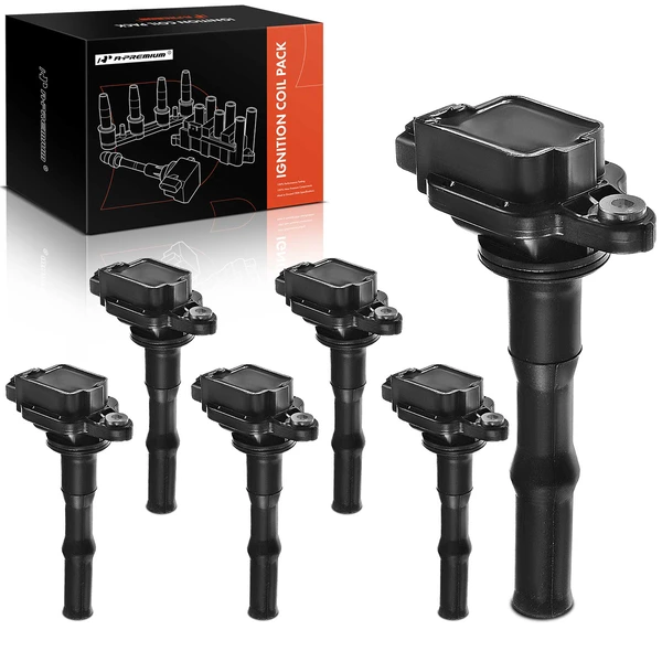 A Set of 6-Pc Ignition Coil 2-Blade Terminal Rectangular, Square A-Premium APIC0060